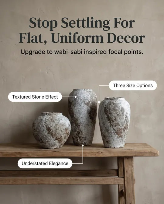 Grey Distressed Ceramic Stone Effect Vase