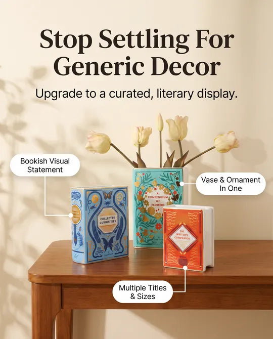 Ceramic Classic Book Vase Small Medium or Large