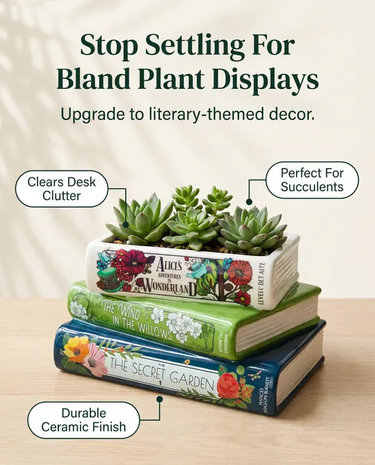 Classic Book Stack Set Ceramic Vase Planter