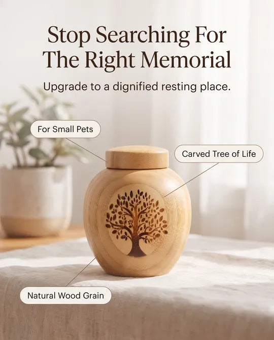Tree of Life Small Wooden Pet Urn Ashes Keepsake