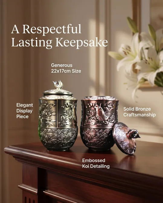 Ornate Bronze or Silver Large Funeral Urn Human or Pet Ashes