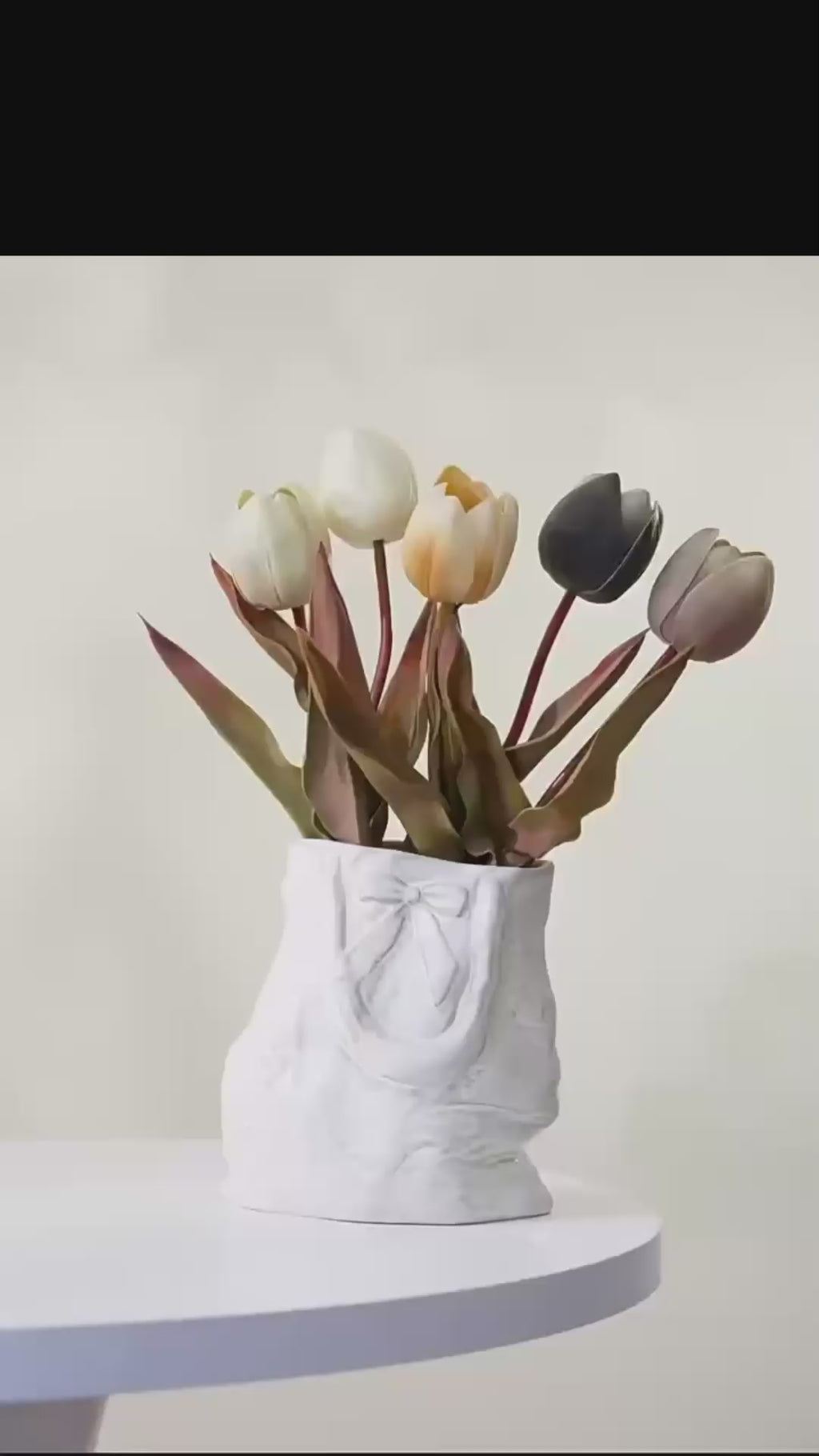 Ceramic Retro Shopping Bag Wide Mouth Vase