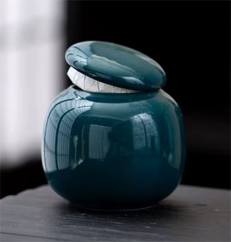 Ceramic Dark Green Small Pet Memorial Urn