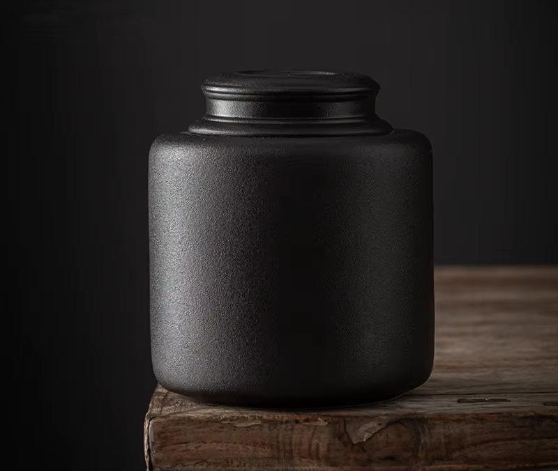 Simple Black Large Ceramic URN for Human or Pet Ashes