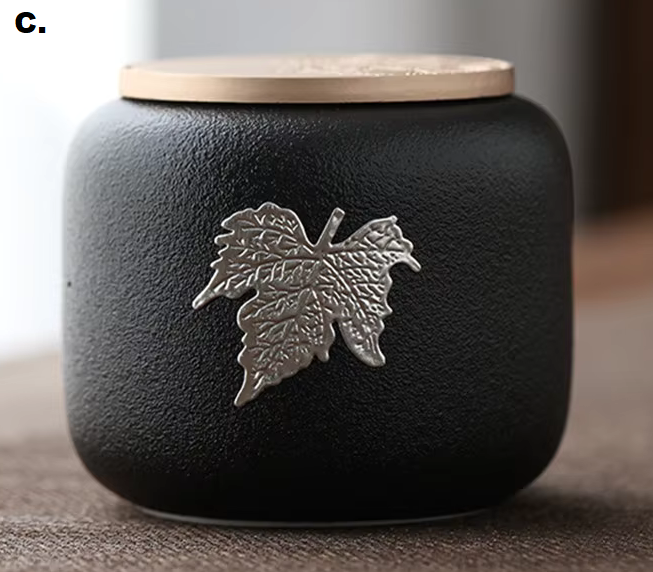Black Ceramic Pet Memorial Urn with 5 Designs